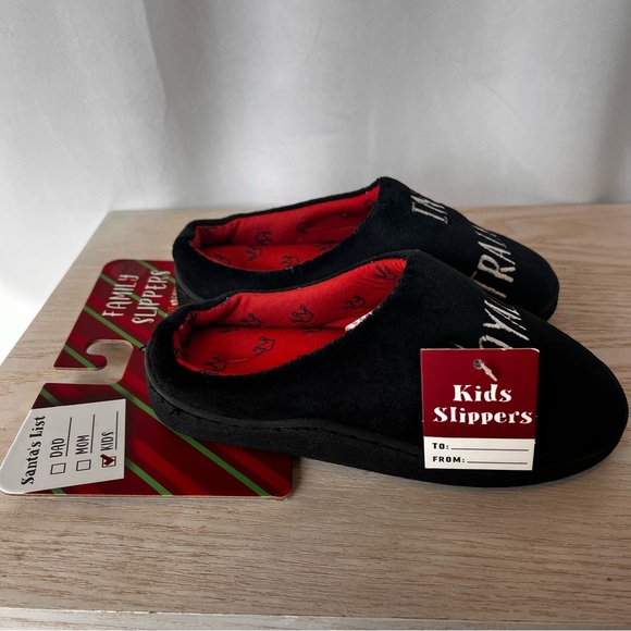 New with Tags!!! Kid’s Black Slippers- “Royalty in Training”- Small (11-12) - Picture 2 of 3